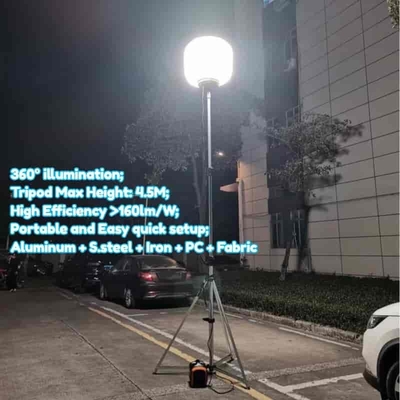 360度照明 60W 100W 120W 320W グレアフリー LEDライトバルーン 三脚付き 建設現場用