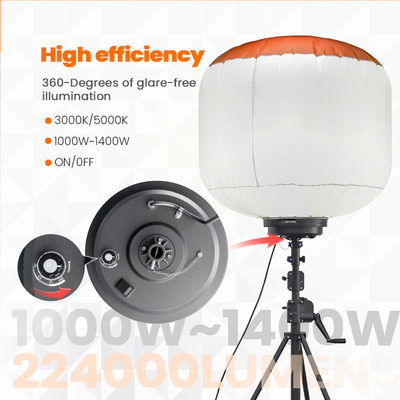 1000W 建設工事現場 LED 膨らませた 360 度気球ライト IP65 高光量